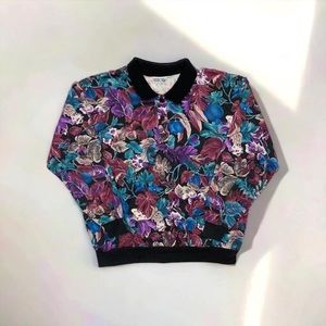 Vintage 90s Y2k Abstract Floral Hippie Hipster Skater Dad Long Sleeve Retro M